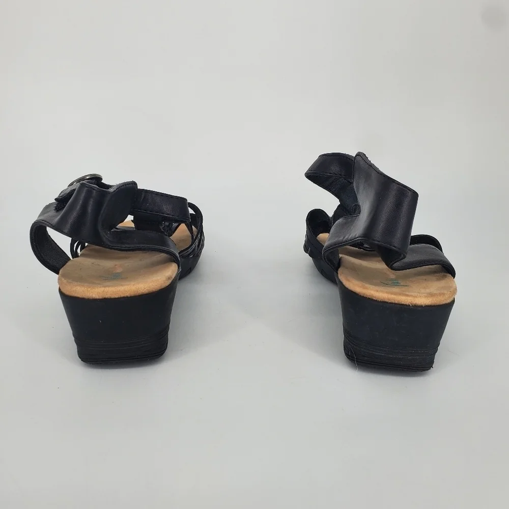 Yuu Hilly Memory Foam Black Woven Gladiator Sandals Low Wedge Women 9.5 M Shoes